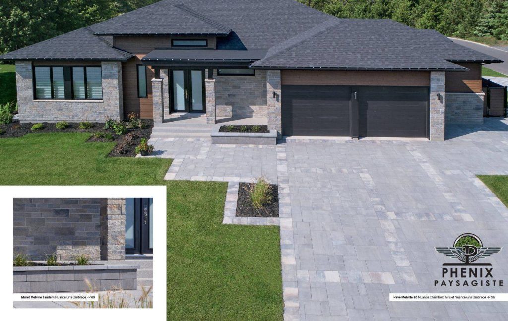 Page de la revue Permacon présentant une entrée réalisée par Phénix Paysagiste